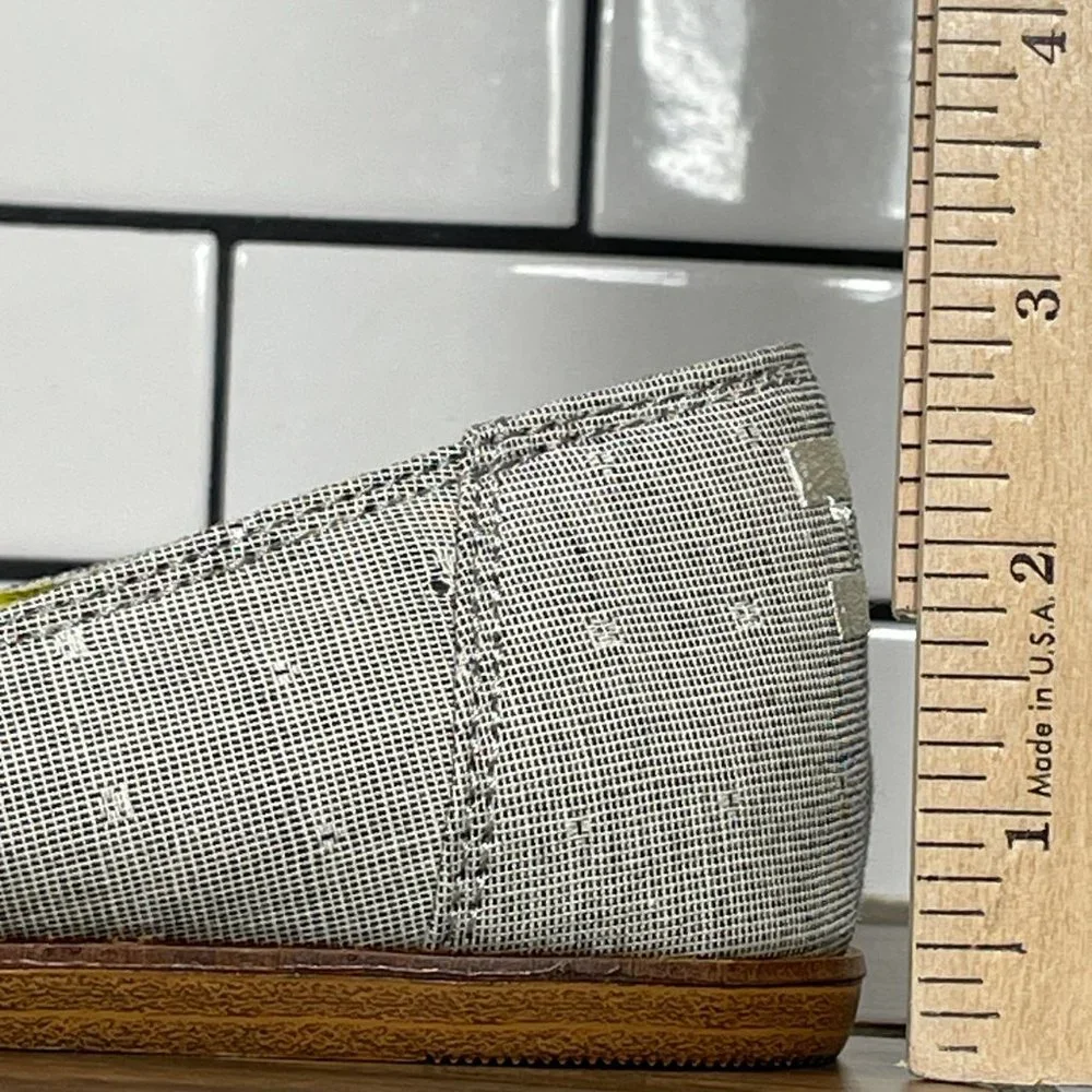 Toms Jutti Womens Size 6 Shoes Grey Chambray Dot Slip On Casual Comfort Flat - Picture 8 of 12